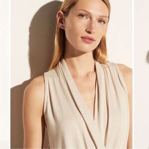Vince Draped Halter Neck Bodysuit White Sand Size Medium